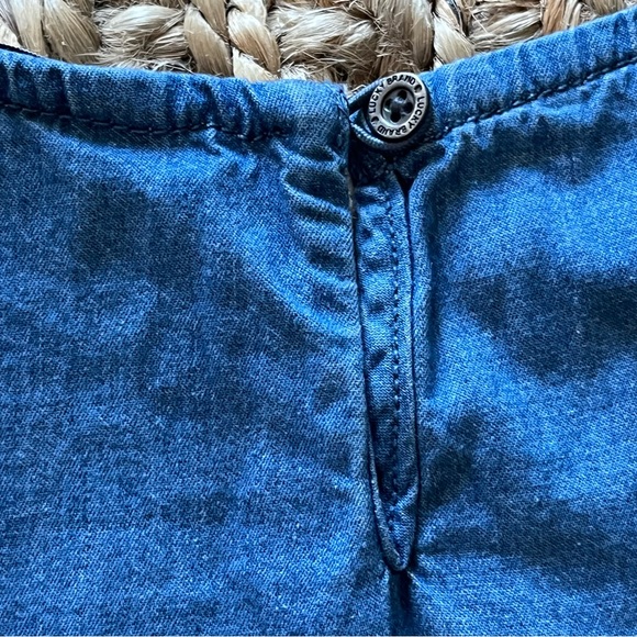 Lucky Brand Chambray Dress Denim Blue Embroidered Little Girls Medium - Picture 14 of 14